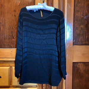 VLT's by Valentina's Black on Black Striped Blouse Size Medium